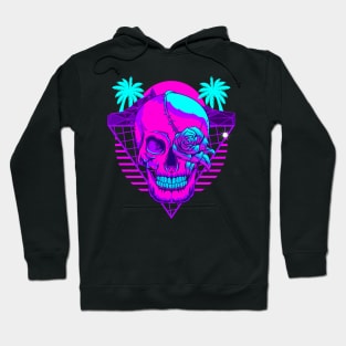 Vaporwave Skull Tropical Rose Hoodie